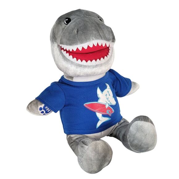 Build A Bear Shark Plush Stuffed Animal 16 Inch With Blue Surfboard Shirt 2018 - Picture 3 of 13